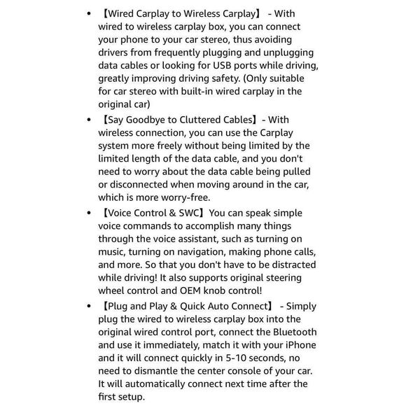 Wireless AI Box Carplay Adapter for Factory Wired CarPlay USB For iPhone Android - Picture 10 of 11